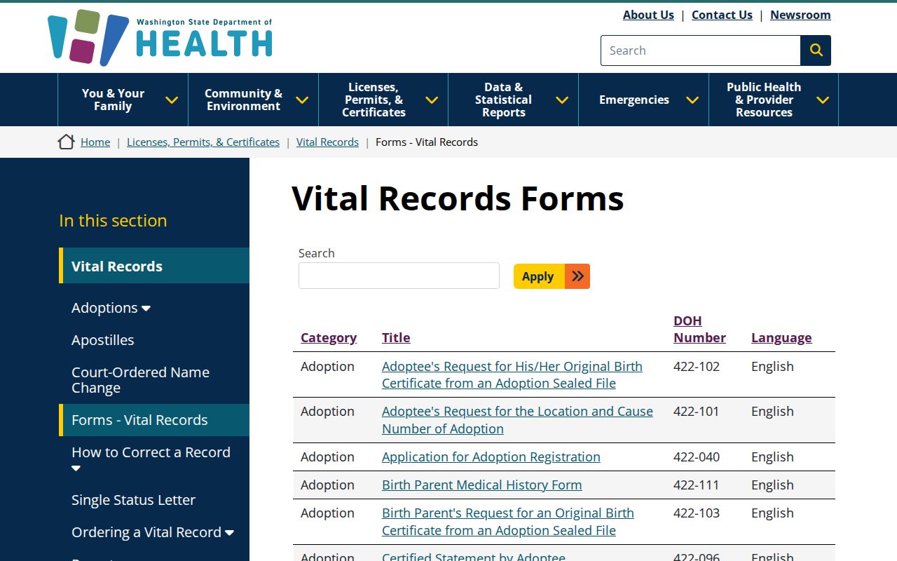 Issaquah people search through Washington vital record forms