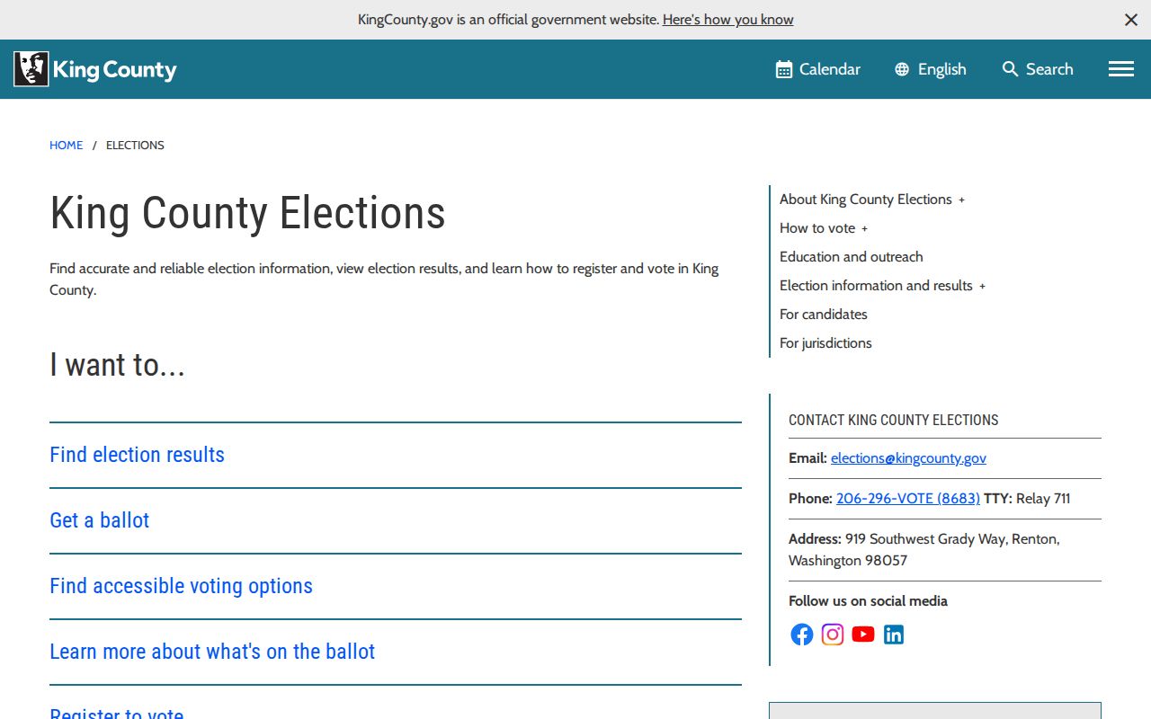 King County Elections office resources for Issaquah voter registration records