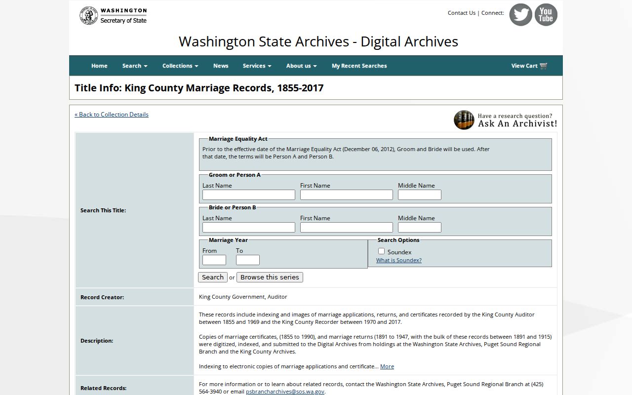 Issaquah people directories King County marriage archive